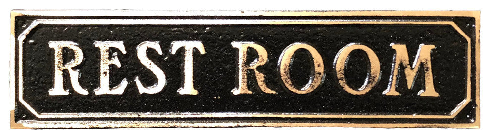Rustic Brass Restroom Public Door or Wall Sign