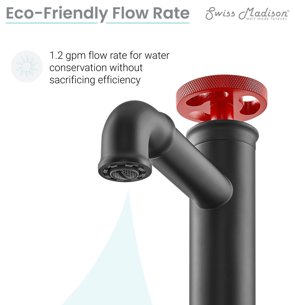 Avallon 12" Single Handle, Bathroom Faucet, Red