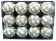 White Ball Ornament With Gold And Silver Plaid Design, 12-Pack