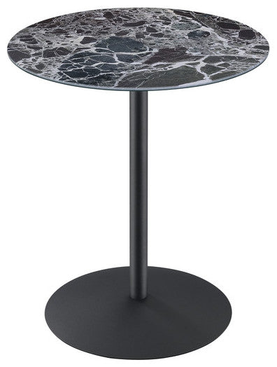 Circa End Table with Marble Textured Glass Top, Black Marble