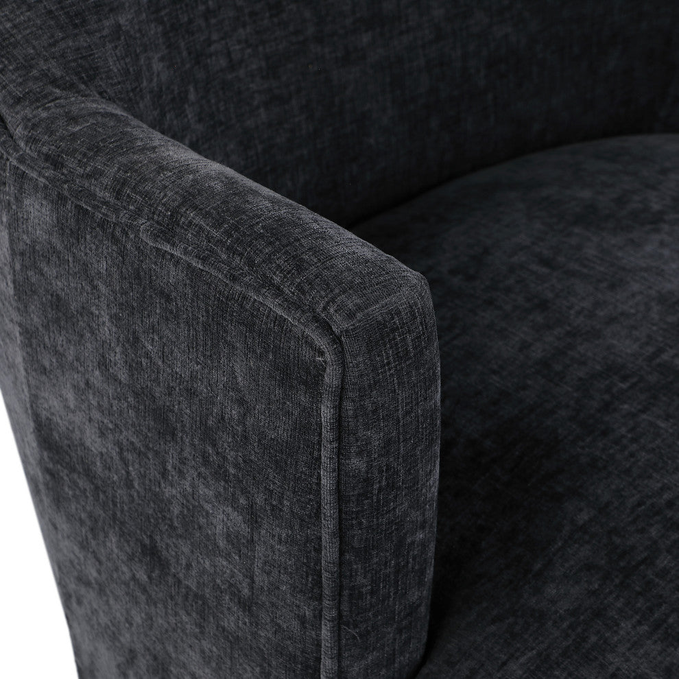 Clarita Swivel Accent Chair, Black, Chenille Fabric