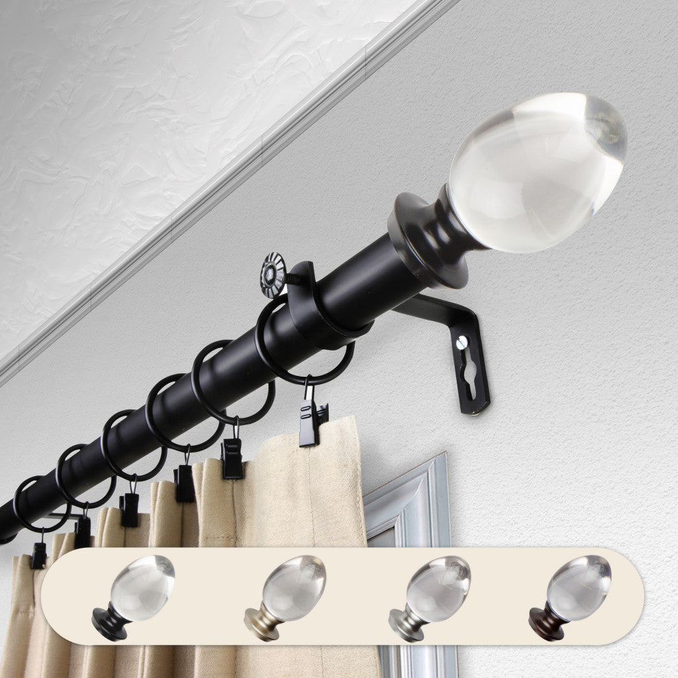 Jaya 1" Curtain Rod, Black, 66-120"