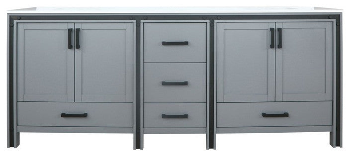 Ziva Transitional Dark Grey 84" Double Vanity, Cultured Marble Top