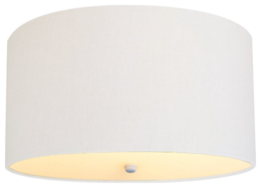 Moderne Flush Mount Conversion Kit 18"w White Linen  Shallow Drum Lampshade
