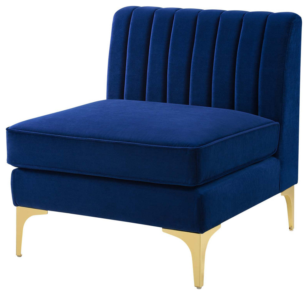 Tufted Sectional Sofa Set, Velvet, Blue Navy, Modern, Living Lounge Hospitality
