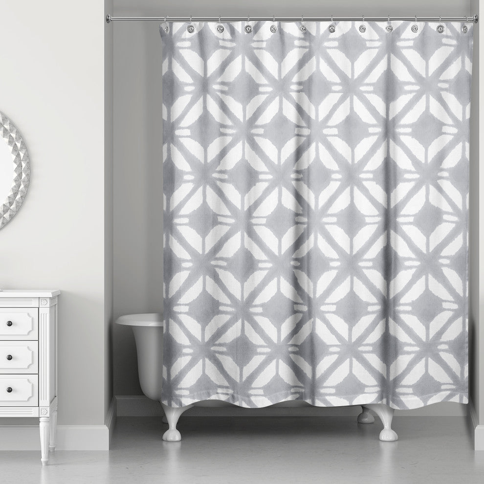 Watercolor Diamond Shower Curtain, Gray