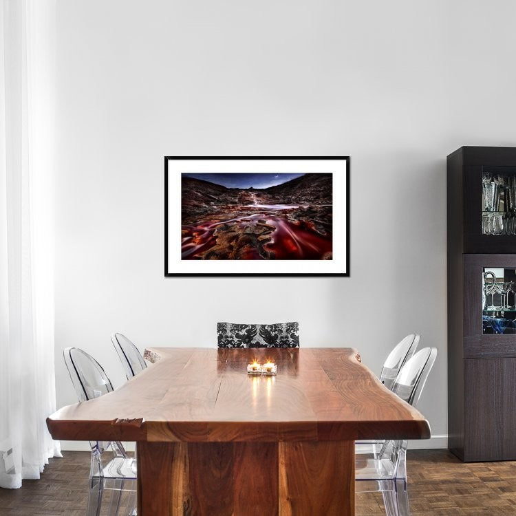 "Last Lights In Rio Tinto Iii (Red River)"  by Jesus M. Garcia, 44x28"
