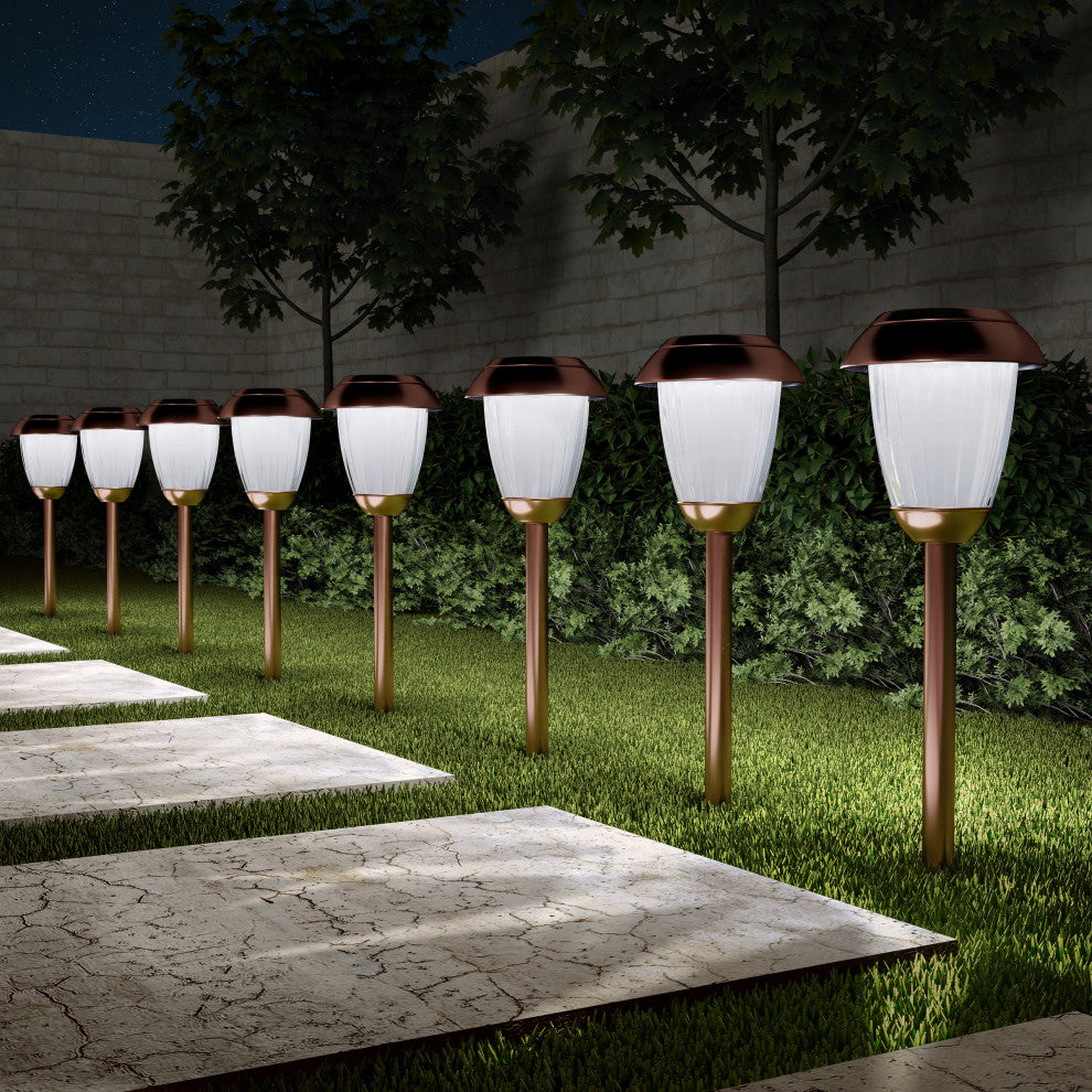 Pure Garden Set of 8 Outdoor Solar Lights, Copper