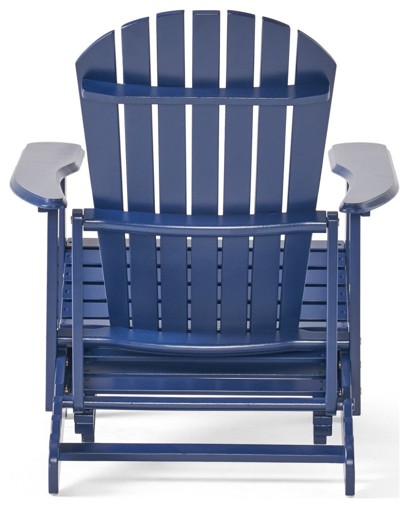 GDF Studio Katherine Outdoor Reclining Wood Adirondack Chair With Footrest, Navy