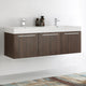 Fresca Vista 60" Walnut Wall Hung Double Sink Cabinet With Integrated Sink