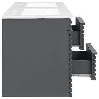 Render 48" Wall-Mount Bathroom Vanity, Gray White