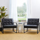 Modern Leatherette Accent Armchair With Black Metal Frame, Set of 2, Black