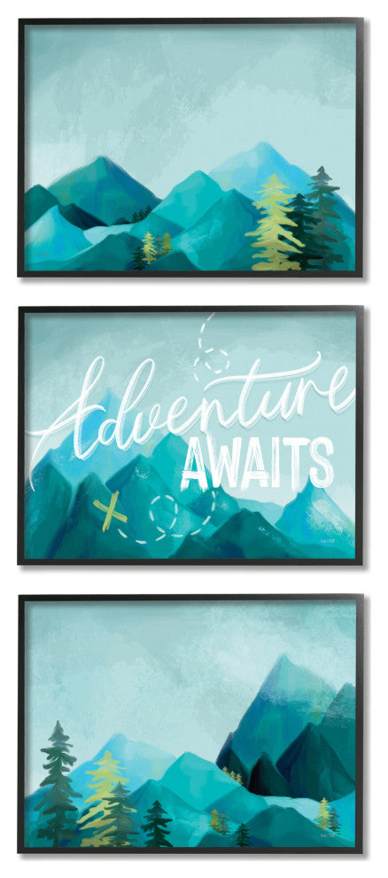 Icy Panoramic Adventure Awaits Outdoor Motivational Phrase, 3pc, each 14 x 11
