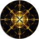 Gold Symmetrical Fractal Flower, Modern Floral Disc Metal Artwork, 23"