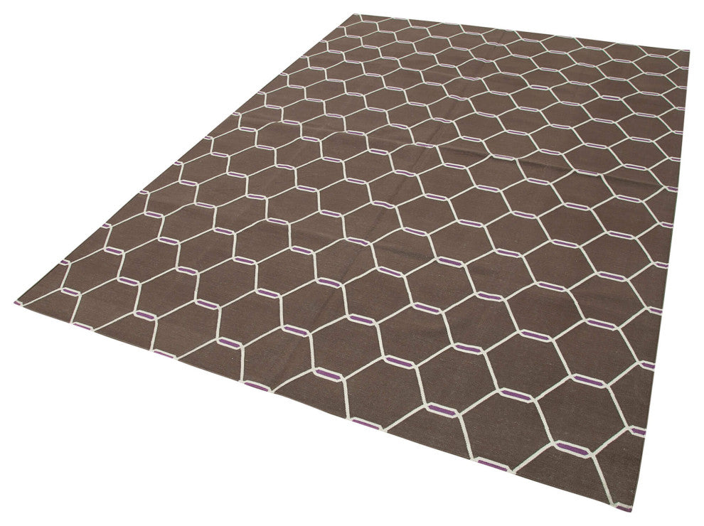 Rug N Carpet - Handmade Wool 6' 0'' x 8' 8'' Geometric Dhurrie Kilim Rug