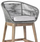 Tutti Frutti Indoor Counter Height Bar Stool in Aged Teak Wood with Grey Rope