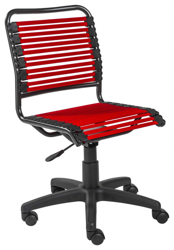 Black Swivel Adjustable Task Chair Bungee Back Steel Frame