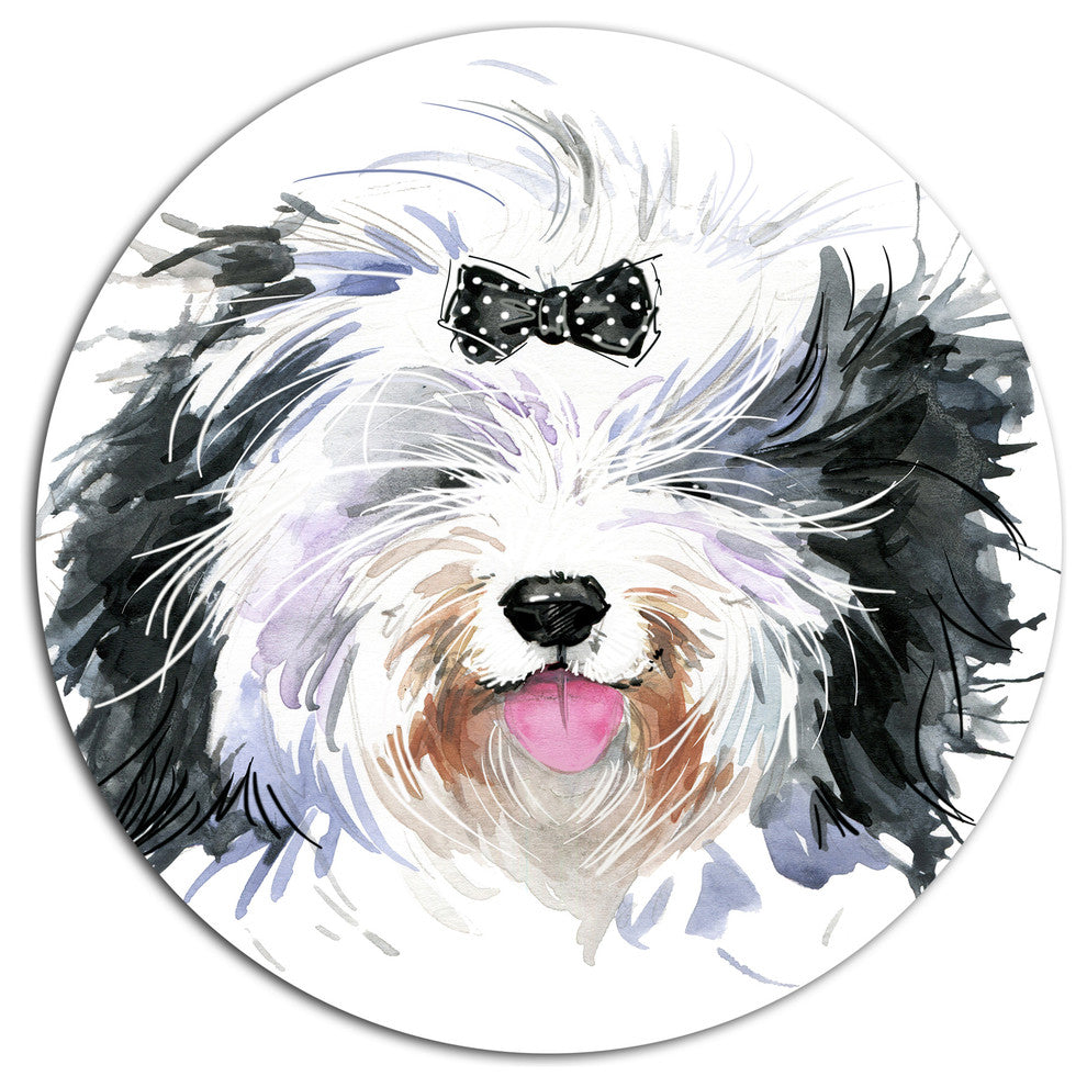Funny Dog Head Black White, Animal Round Wall Art, 23"