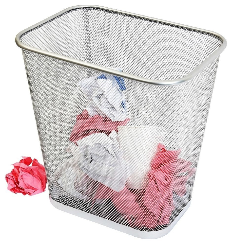 YBM Home Steel Mesh Rectangular Open Top Waste Basket Bin Trash Can 8x12x12"