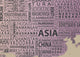 1-World Text Map Wall Decal, Desert Fade, 67"x36"