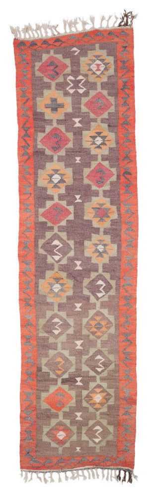 Vintage Turkish Kilim Runner 3' 2" x 11' 7", 38 in. x 139 in.