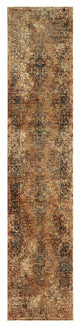 12' Runner Gold and Brown Oriental Power Loom Runner Rug