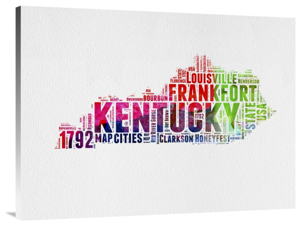"Kentucky Watercolor Word Cloud" Fine Art Print