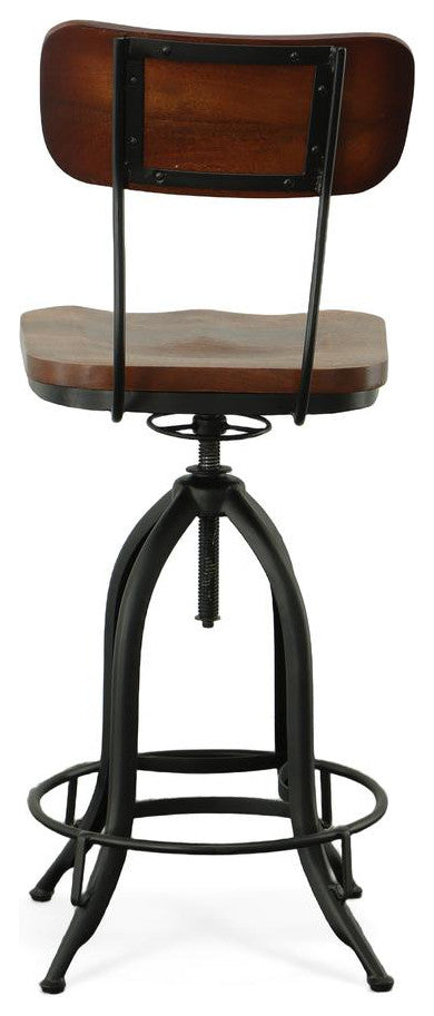 Mason Adjustable Barstool - Chestnut Seat - Black Base
