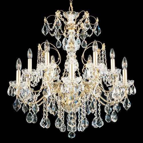 Century 12 Light Chandelier Silver Clear Heritage Crystal