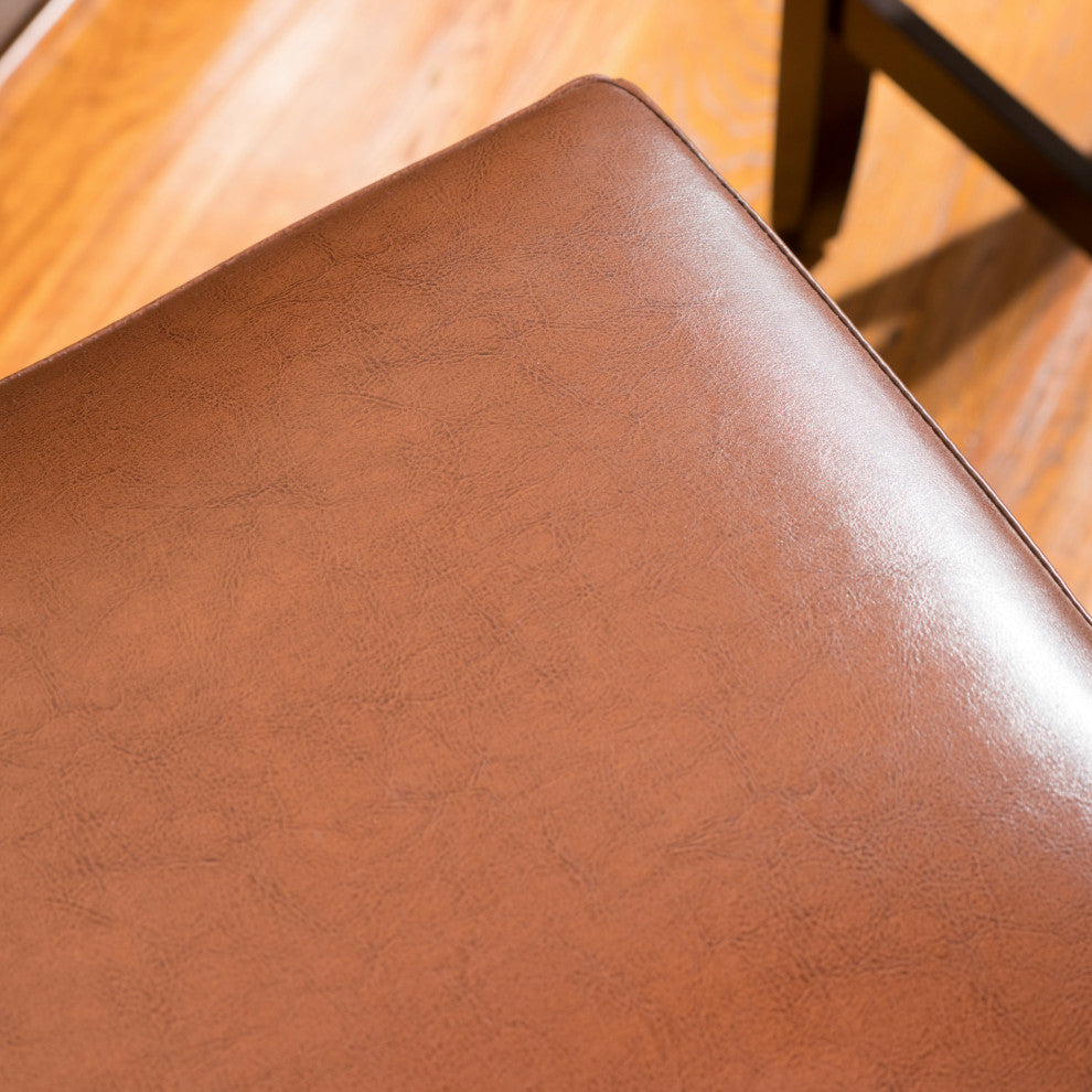 GDF Studio Duff Backless Leather Counter Stools, Set of 2, Hazelnut