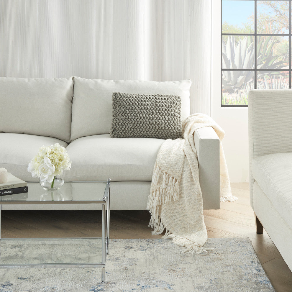 Mina Victory DC142 Throw Pillow, Light Grey, 14" x 20"