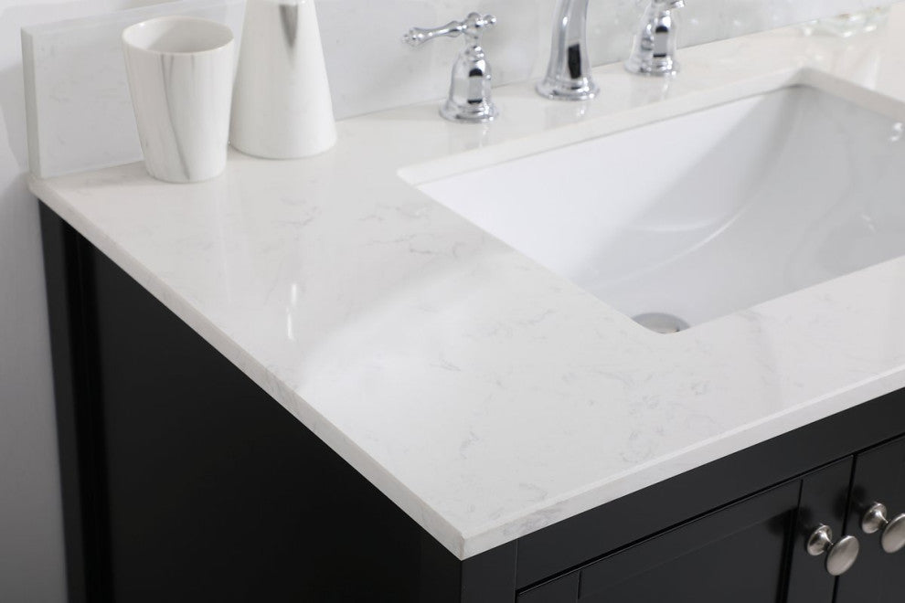 Tobias 36" Single Bathroom Vanity, Black With Backsplash