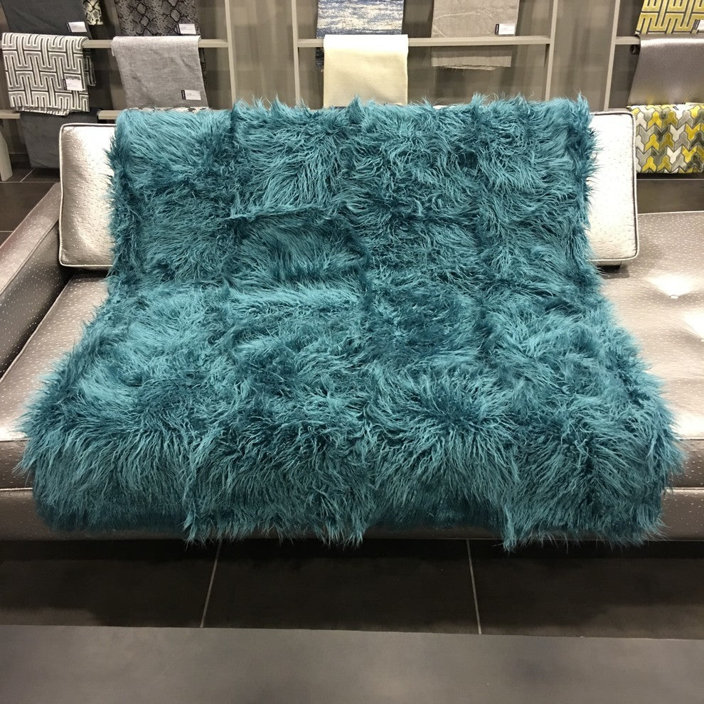 Gigi Luxurious Shaggy Faux Fur Throw Blanket, Laguna