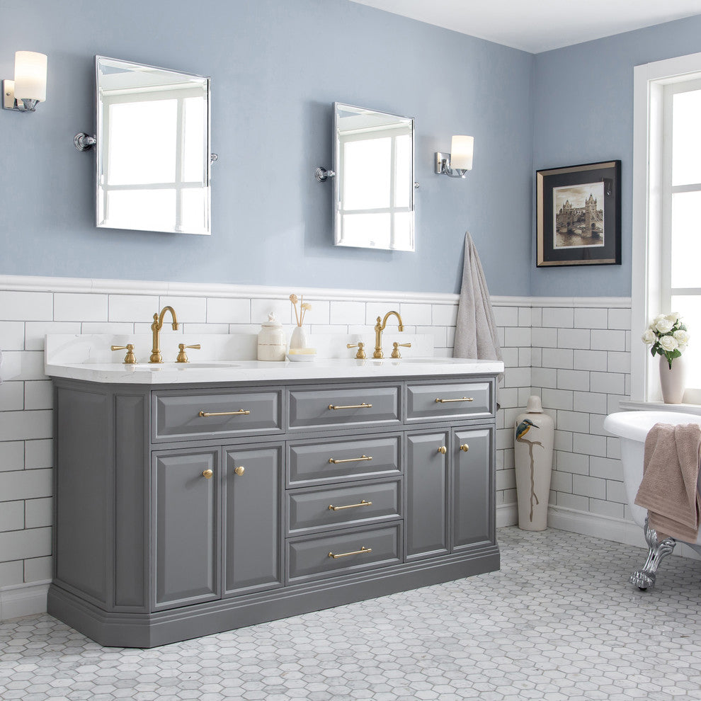 72" Palace Collection With Hardware, Satin Brass Finish, Cashmere Gray, F2-0012