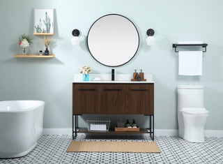Sue 48" Single Bathroom Vanity, Walnut, With Backsplash