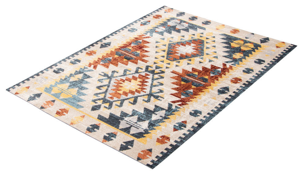 Aqua Mosaic Area Rug, Taupe/Copper, 6'x9'