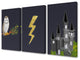 Wizardry Owl Castle and Lightning 3-Piece Stretched Canvas Art Set, 16x20
