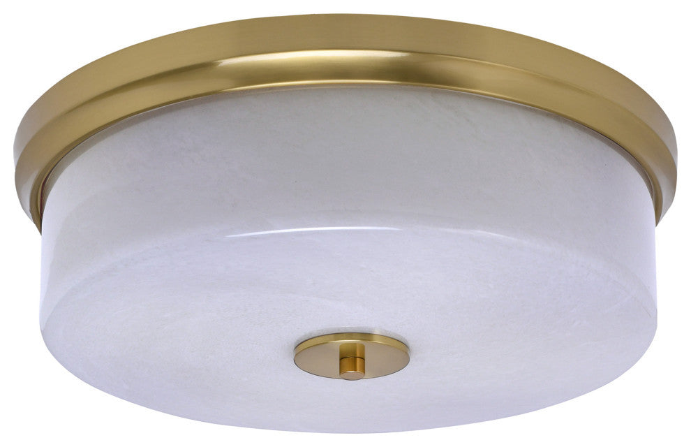 17" 4-Light Flush Mount Light, New Age Brass, White Marble Glass