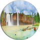 Dry Nur Waterfall Panorama, Photography Round Wall Art, 38"