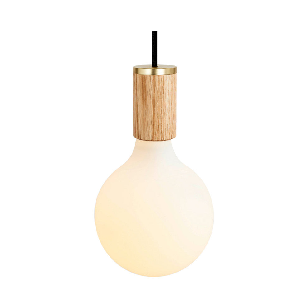 Porcelain III bulb and Oak pendant US
