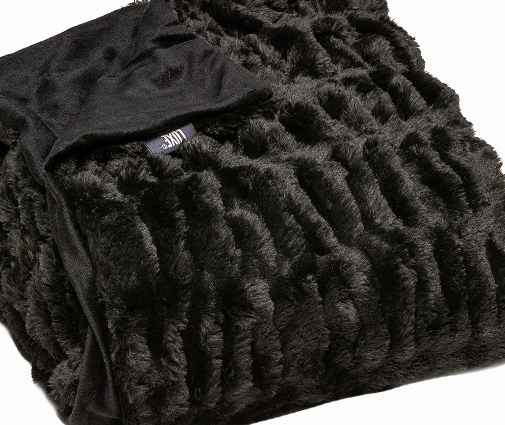 Signature Faux Fur Throw 50"x60", Cony Black