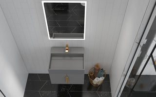 CastelloUSA Amazon 24" Wall Mounted Bathroom Vanity Set, Gray, Gray Top, Gold