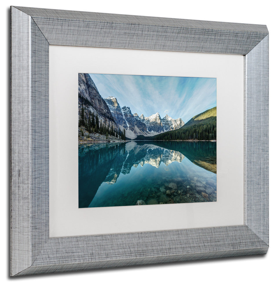 Pierre Leclerc 'Moraine Lake Reflection' Matted Art, Silver Frame, White, 14x11