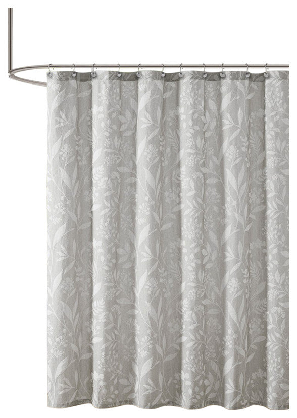 Croscill Home Winslow Botanical Textured Cotton Shower Curtain, Gray
