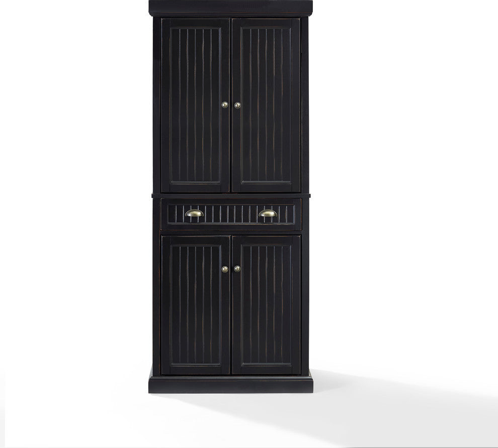 Seaside Kitchen Pantry, Distressed Black Finish