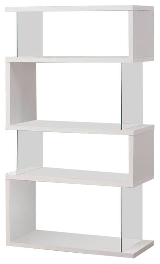 Benzara BM156242 Fantastic glossy white wooden bookcase