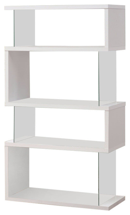 Benzara BM156242 Fantastic glossy white wooden bookcase