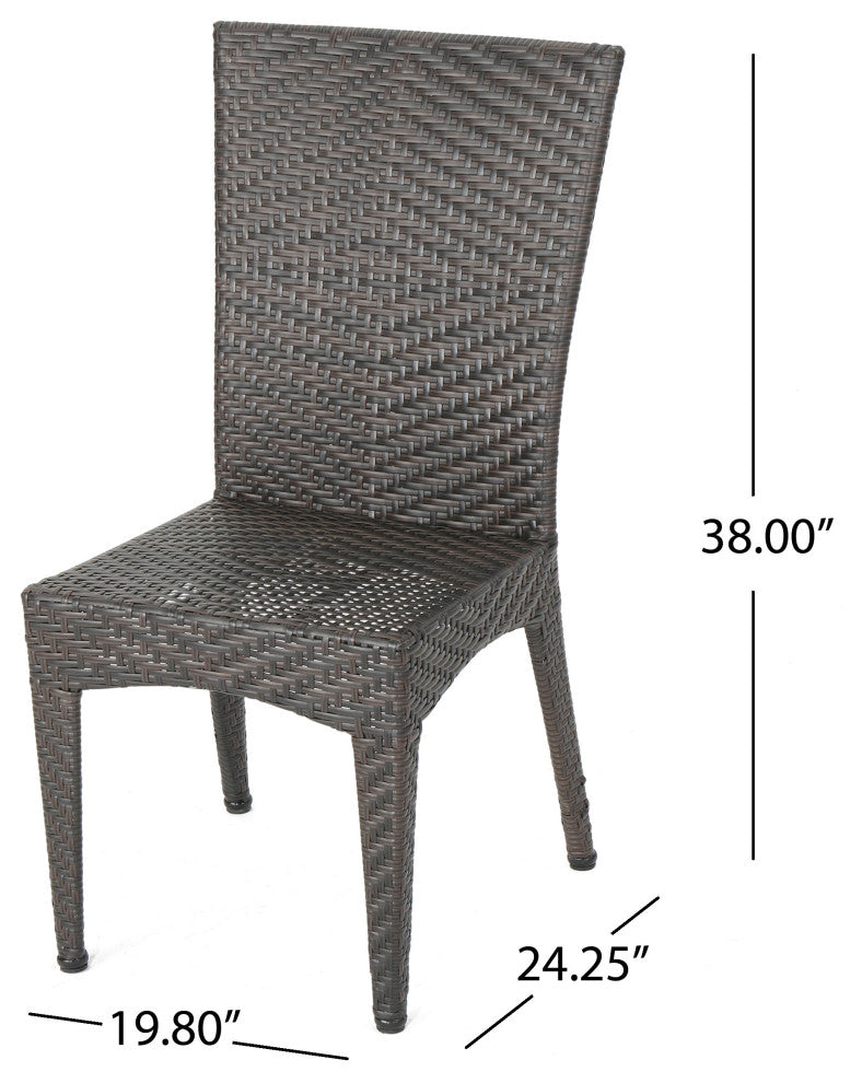 GDF Studio 9-Piece Moorhouse Outdoor Multi-Brown Wicker Dining Set