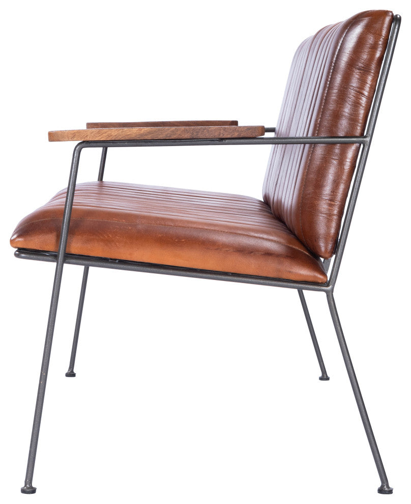 Butler Phoenix Leather and Metal Bench