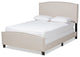 Modern Transitional Beige Fabric Upholstered Queen Size Panel Bed